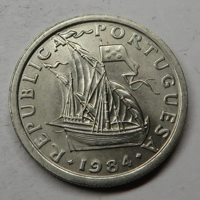 Portugal 2-1/2 Escudos 1984 Copper-Nickel KM#590 UNC - Image 1 of 2