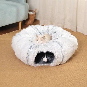 Katzentunnel mit Katzenbett für Indoor Katzen, weicher Plüsch Peekaboo Katzenhöhle Donut T... - Bild 1 von 6
