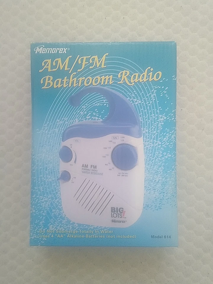 New In Box Bathroom Radio Water Resistant Working AM FM Memorex 614 Gifts Shower - Image 1 of 4