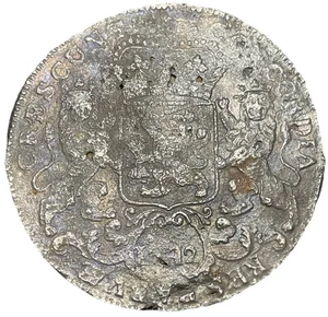 1742 ARGENTO CAVALIERE DUCATONE OLANDA ARGENTO NAUFRAGIO MONETA TESORO - Foto 1 di 2