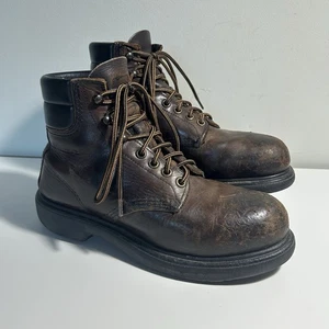 Vintage Red Wing Boots Men’s 5.5 Brown Leather Steel Toe Lace Up Oil Slip Resist - Picture 1 of 13