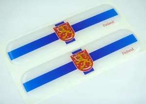 Finland, Finnish Flag Domed Decal Emblem Car Flexible Sticker 5" Set of 2 Suomi - Imagen 1 de 2