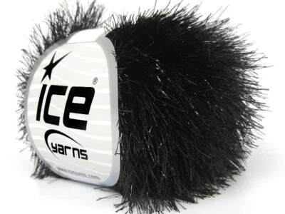 Black Eyelash Dazzle 50gr 82310 Ice Yarns Metallic Sparkle Eyelash Yarn 60yds - Image 1 of 4