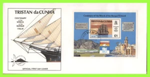 Tristan Da Cunha 1992 Shipwreck centenary 'Barque Italia' m/s First Day Cover - Picture 1 of 1
