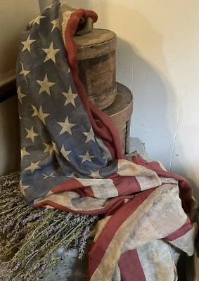 Primitive Americana Flag Scarf~Perfect Decoration~Vintage Style Home Decor - Image 1 of 4