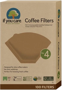 # 4 Cone Shaped Unbleached All Natural Compostable Coffee Filters, 100 Count (Pa - Picture 1 of 12