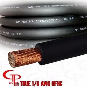 25 Fuß True AWG Stärke 1/0 OFC KUPFER Stromkabel SCHWARZ Massekabel GP Auto Audio - Bild 1 von 2