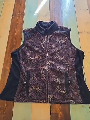 Chaleco para mujer Jane Ashley cremallera frontal polar estampado animal talla 2XL Foto 1 de 4