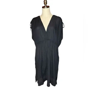 Ralph Lauren Swim Coverup Black Lightweight Ruched Elastic Beach XL Cover up - Picture 1 of 6