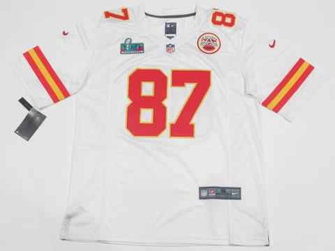 NWT Travis Kelce #87 Kansas City Chiefs 2023 Super Bowl LVII 57 Jersey White Cover