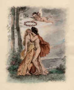 Bonita Litografía Original PAUL-EMILE BEAT REGALO CUPIDOS Enmarcada EDICIÓN LIMITADA CERTIFICADO DE AUTENTICIDAD - Imagen 1 de 2