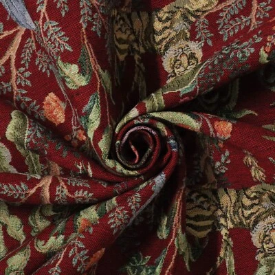 Congo Red Jungle Tapestry Fabric Woven Exotic Animal Upholstery Furnishings — 第 1/4 张图片
