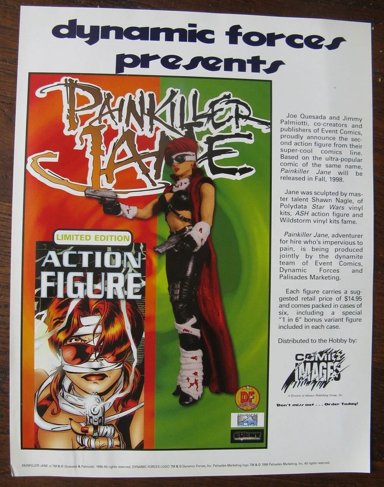 Figura de acción Painkiller Jane hoja de venta (sin producto) imágenes de cómic 1998 Foto 1 de 1