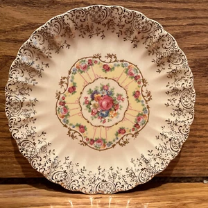 Vintage Limoges Toledo Delight 6 1/4" Bread Plate 22kt Gold Warranted Floral - Picture 1 of 7