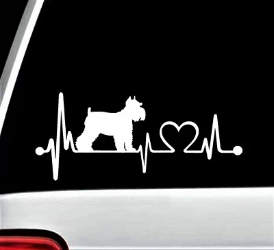 BLUEGRASS DECALS Schnauzer Heartbeat Dog Decal Sticker Auto Window Art Pet Gift Accessory K1036