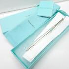 Classic Tiffany T Clip Ballpoint Pen Sterling Silver Blue Accent Band Y1105