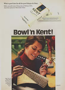 Publicidad impresa vintage 1972 Kent Cigarettes Bowl 'N Kent Bowling Alley - Imagen 1 de 1