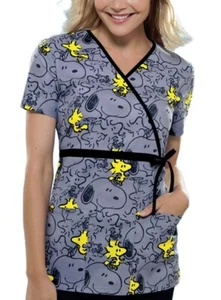 Peanuts Snoopy & Woodstock Kit Mono Style Scrub Top Size XS (See Measurements) - Picture 1 of 8
