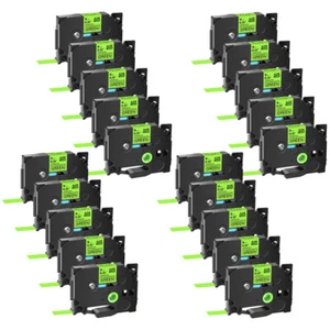 20× Ruban étiqueteuse Compatible avec Brother TZe-D21 Noir sur Vert fluo 0.35" - Afbeelding 1 van 11