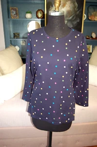 Women's Kim Rogers Perfectly Soft Polka Dot T-Shirt Tee SZ XL 100% Cotton NEW - Picture 1 of 4