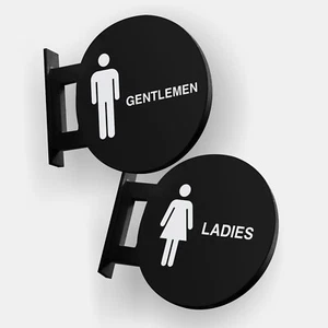 2 Stück Toiletten & Badezimmer doppelseitiges PVC-Schild - drinnen/draußen für den geschäftlichen Gebrauch - Bild 1 von 3