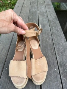 Chloe Damen Knöchelriemen Sandalen beige Wildleder Espadrille - Bild 1 von 9
