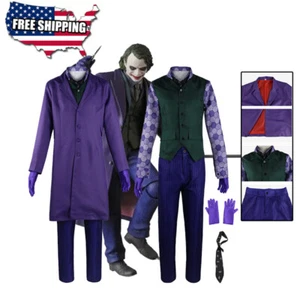 Batman The Dark Knight Joker Cosplay Costume Halloween Party Fancy Wear Outfits - Picture 1 of 11