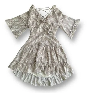 Anna Grace Minikleid braun/creme Schlangenmuster Rüschen rückenfrei Größe Medium Picknick - Bild 1 von 11