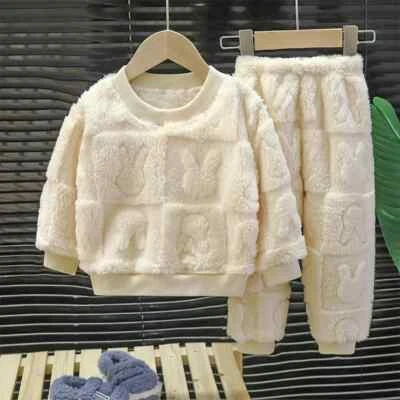 Ropa para niños Otoño Invierno Pijama Conjunto Espesado Cálido Niños Niñas Conjunto de dos piezas Foto 1 de 4