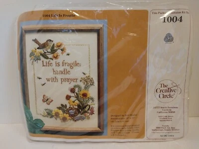 Vtg NEW The Creative Circle LIFE IS FRAGILE 1004 Needlepoint Kit 18" x 24" Birds - Image 1 of 4