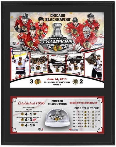 Chicago Blackhawks 2013 Stanley Cup Champs 12x15 Plaque w/Game Used Ice Cover