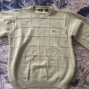 Izod Cable Diamond Knit Sweater Pullover Men Large Pale Green Cotton Round Neck - Picture 1 of 4