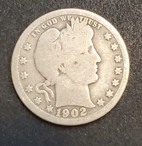 Moneda de plata de cuarto de barbero P 1902 bonitos detalles - Imagen 1 de 2
