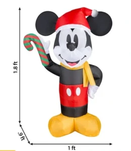 NEW Gemmy Disney Holiday Magic Mickey Mouse Christmas Santa Claus Inflatable - Picture 1 of 5