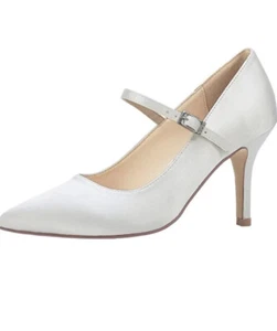 WOMENS BRIDAL SHOES LADIES WEDDING BRIDESMAID STILETTO High Heel SATIN Courts - Picture 1 of 19