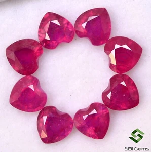 6.10 Cts Natural Ruby Heart Shape Cut 5x5 mm Lot 08 Pcs Loose Gemstones GF - Foto 1 di 6