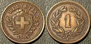 Svizzera - Confederazione Elvetica - 1 Rappen 1909 TTB ! KM#3.2 - Imagen 1 de 1