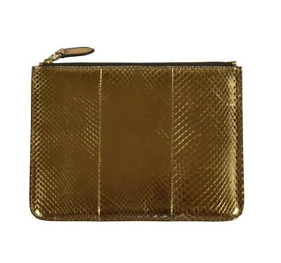 Ralph Lauren 紫色标签金属金色皮革平底袋手拿包全新 595 美元 — 第 1/2 张图片