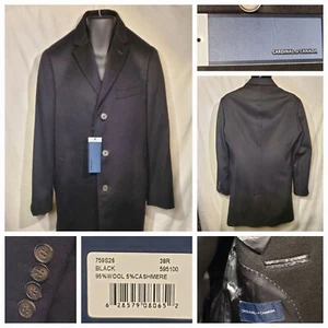 Cardinal of Canada Black Wool Cashmere Sportscoat Sports JacketOvercoat Mens 38R - Picture 1 of 7