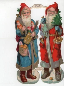 Tarjeta comercial victoriana década de 1880 4""x6.5"" troquelada de Navidad Santa en relieve VTC-X1 - Imagen 1 de 2