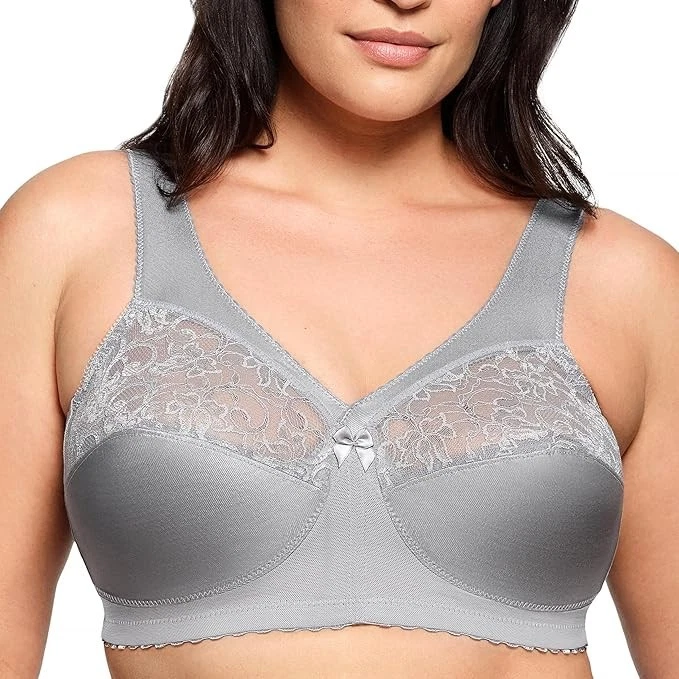 NWOT Soft Grey Glamorise Magic Lift Support Wireless Back Hook Bra 1000 Size 52H - Image 1 of 1