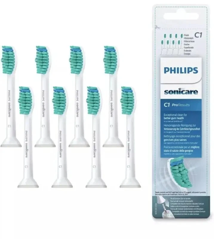 PHILIPS SONICARE Neu 8 Stück für Sonicare C1 HX6018 Zahnbürstenköpfe 8 neue & versiegelte Packung - weiß NEU