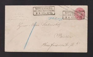 Postal stationery Prussia U26A with R3 stamp Wittenberg reg. Ref. Merseburg 1865 - Picture 1 of 1