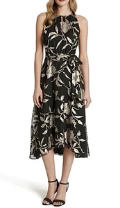 Tahari ASL Dress 14 Black Rose Gold Floral Wedding Guest Mother Of The Bride - Picture 1 of 5