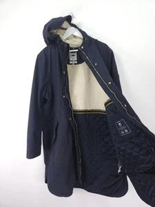 Joules Loxley Cosy Coat Size 18 Navy Blue Waterproof Fleece Lined Parka Raincoat - Picture 1 of 16