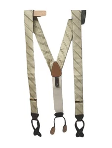 New TRAFALGAR Classic Silk Suspenders Gold With Cognac Leather Made In England - Picture 1 of 13