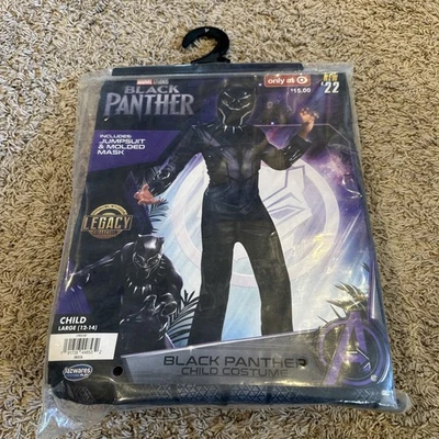 NUEVO CON ETIQUETAS Marvel Disfraz Pantera Negra Niño Talla Grande (12-14) Juego de 2 Piezas Traje y Máscara Foto 1 de 4