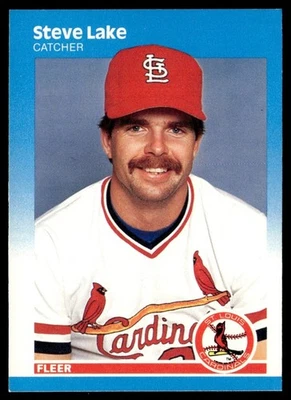 1987 Fleer Glossy Steve Lake St. Louis Cardinals #300 - Image 1 of 2