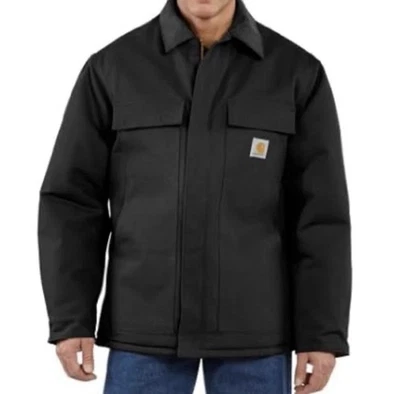 Size L Tall Carhartt Firm Duck Insulated Traditional Coat C003 Black Loose Fit - Image 1 of 2