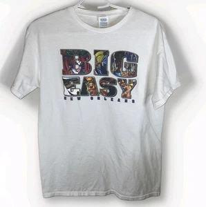 New Orleans Big Easy Mens Medium Graphic T-shirt Tee White Short Sleeve - Picture 1 of 7